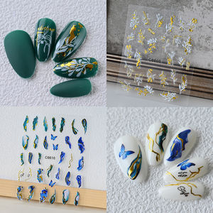 12 Uds colorido mármol onda línea diseño uñas pegatina azul Rosa negro oro borde uñas deslizadores floreciente <span class=keywords><strong>raya</strong></span> abstracta <span class=keywords><strong>manicura</strong></span> - Product Image 4