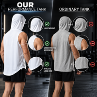 Débardeur de sport à capuche sans manches respirant à séchage rapide en polyester pour fitness, gym, course à pied, été
