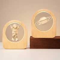 Boule de cristal vierge en gros, veilleuse en verre personnalisable avec gravure laser et base en bois
