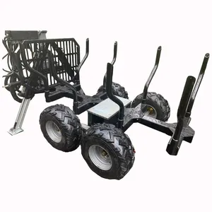 Tractor PTO ATV de 3 toneladas a 12 toneladas, madera de bosque, remolque de troncos con grapa de grúa en venta