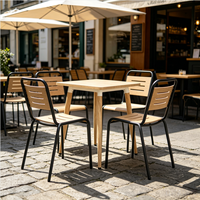 Ensemble de table et chaises de salle à manger en bois grainé, empilables, meubles en métal pour café, bistrot, intérieur et extérieur