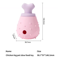 Jouet Distributeur de Friandises pour Chats et Chiens en Silicone Texturé en Forme de Os, pour une Alimentation Lente (Jambes de Poulet)