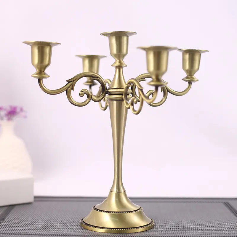 Wedding luxury vintage flower tall centerpiece rotating gold 5 arm silver old looking candelabra candlestick candle holders