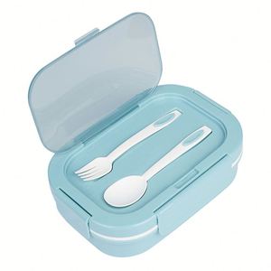 Lonchera Infantil de Plástico con 3 Compartimentos, Reutilizable, Tipo Bento, con Cubiertos, Libre de BPA, Apta para Alimentos - Product Image 3