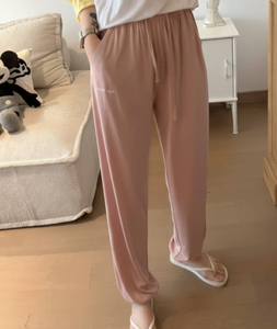 Summer Thin Fairy Style Lounge Pants Comfortable Solid Color Sleep Bottoms for Women - Product Image 3