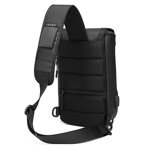 <span class=keywords><strong>Ozuko</strong></span>-Bolso cruzado impermeable con Usb para hombre, <span class=keywords><strong>bandolera</strong></span> pequeña a la moda, para exteriores, 2023 - Product Image 4