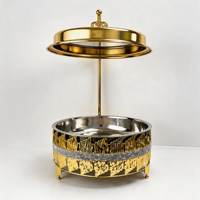 QY Luxe 9L Gouden Hangende Chafing Dish met Glazen Deksel Modern Sierlijk RVS Buffet Warmhouders voor Hotel Bruiloft