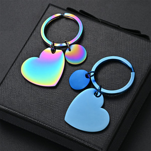 6 màu sắc thép không gỉ cá nhân khắc khoảng trống hình trái tim gương <span class=keywords><strong>Keychain</strong></span> với đĩa - Product Image 5