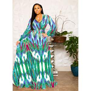 PASUXI 공장 사용자 정의 여름 새로운 쉬폰 롱 스커트 디지털 인쇄 패션 스타일 큰 스윙 스커트 원피스 여성 의류 - Product Image 3