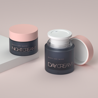 Pot à crème en verre double couche 30g, rechargeable, vide, avec doublure intérieure amovible pour crème visage, masque, pâte, OEM