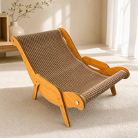 Chaise longue pour chat en bois massif avec tapis en sisal, canapé à gratter incurvé pour chats d'intérieur