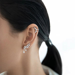 FUAMAY — Boucles D'oreilles en diamant, bijoux de danse, 2021, en forme de goutte d'eau, Long, chaîne grimpante, en forme de goutte d'eau - Product Image 5