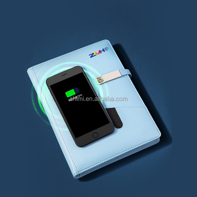 2023 Customized A5 Diary Power Bank Wireless Charging with USB Blank Notebook Premium Business Gift Smart Memo