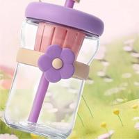 Dessin animé fruits verres tasses à eau bouteille d'eau 500ml mode Simple petite fleur couverture en cuir tasse à thé