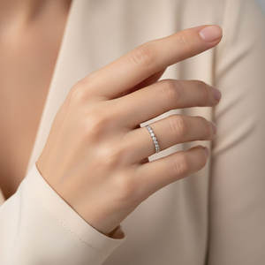 Anillo Apilable de Eternidad de Alta Calidad, Joyería Fina Personalizada, Oro Blanco Sólido de 18K, Anillo de Diamantes Naturales Reales para Mujer, Uso Diario - Product Image 6