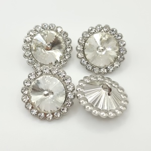 Nickel-miễn phí 18mm pha lê Rhinestone rõ ràng Bạc Kim Cương Nút Bạc mạ nút trang trí - Product Image 2