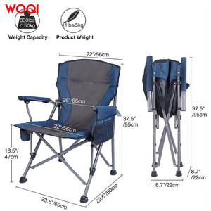 Chaise de camping pliable en aluminium Woqi Outdoor avec porte-gobelet et poches latérales, tissu Oxford bleu marine, chaise de jardin - Product Image 3