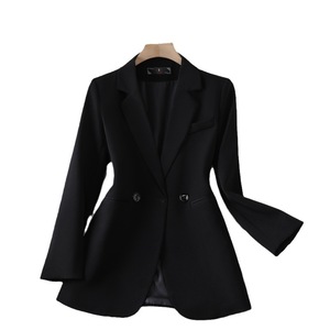 Brown Women's Blazer Loose Fit Solid Color Polyester No-Wrinkle Treatment Spring Autumn Casual Suit Jacket - Product Image 5