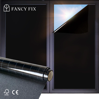 Film décoratif PVC moderne pour vitres givrées, vinyle amovible non auto-adhésif, noir pur, pour salle de bain et bureau