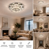 Plafonnier LED fantaisie à intensité variable avec télécommande, en forme de fleur, en cristal, pour la décoration de la maison, lustre de plafond
