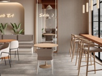Mobilier de boulangerie et de café de style industriel personnalisé avec comptoir en béton et design d'intérieur complet pour la boutique