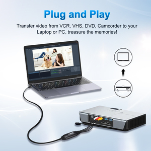 <span class=keywords><strong>C</strong></span>âble de capture vidéo pour caméscope <span class=keywords><strong>VHS</strong></span> DVD, 1080p USB2.0 AV <span class=keywords><strong>S</strong></span>-Video avec adaptateur Type-<span class=keywords><strong>C</strong></span> - Product Image 3