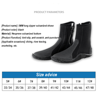 Chaussures de plage à fond en caoutchouc personnalisées, bottes courtes de plongée en apnée en néoprène de 5mm d'épaisseur