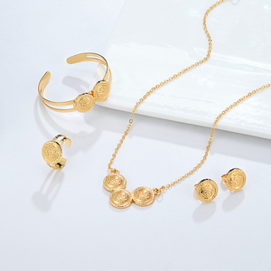 Fábrica al por mayor 3 PCS Niños Set Lindo Collar Brazalete Pendientes Anillo Bebé Niños Chapado en oro Conjunto de joyas - Product Image 2