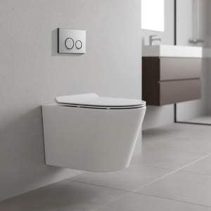 Inodoro <span class=keywords><strong>de</strong></span> Lujo <span class=keywords><strong>de</strong></span> Dos Piezas Montado en la Pared con <span class=keywords><strong>Cisterna</strong></span> Oculta, Descarga Sifónica Tornado, Fácil Limpieza, Asiento Alargado <span class=keywords><strong>de</strong></span> Cierre Suave, Sifón en P, Moderno - Product Image 5