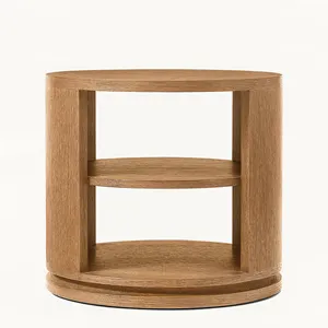 Mobilier café rond de style luxe haut de gamme table design moderne en bois de chêne