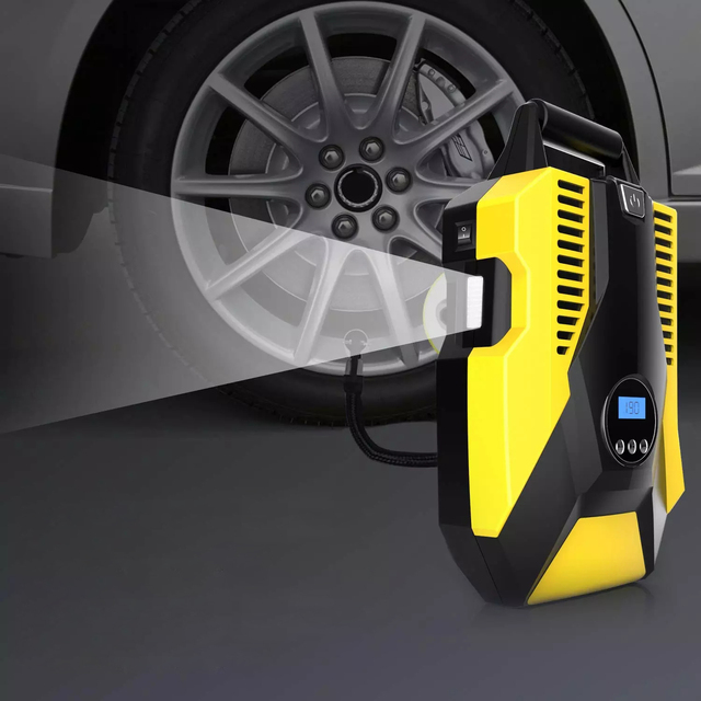 DC 12V 120W Multi-function Corded Digital Tire Inflator Small Car Air Compressor with LED Light