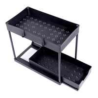 Organizador Bajo Fregadero para Cocina y Baño, Organizador Deslizante de 2 Niveles para Debajo del Gabinete con Soporte para Tazas, Estante de Almacenamiento Multiusos
