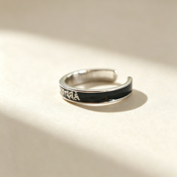Bagues de luxe noires en argent plaqué, bijoux anti-ternissement, vente en gros pour bagues bouddhistes artisanales de luxe à porter au quotidien