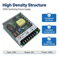 Alimentation à découpage LED LRS-100-24 100W avec boîtier métallique et sortie CC stable pour équipements d'automatisation et éclairage CC