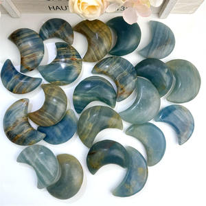 Yeni tasarım doğal kristal şifa taşı oyma el sanatları Palm taş mavi oniks ay hediyeler için - Product Image 2