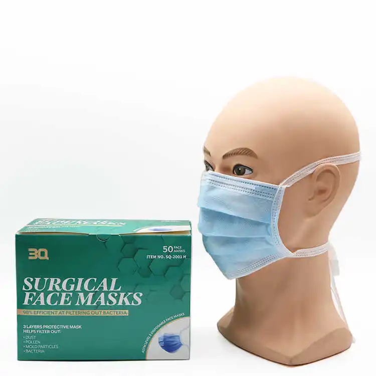 ASTM seviye 3 BFE & PFE98 % prosedür koruma için yüz maskesi tıbbi sınıf maske cerrahi tek kullanımlık yüz maskesi 3-Ply kravat-on ile