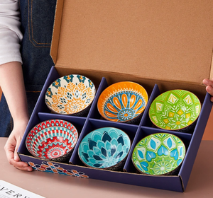 Juego de Vajilla de Cerámica de Alta Calidad con Logotipo Personalizado al por Mayor, Estilo Bohemio, con Caja de Regalo para el Hogar y Restaurantes - Product Image 1