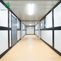 Deux maisons conteneurs pliantes connectées avec toit en pente, maison modulaire préfabriquée de luxe, portable, pour habitation, commerce et usine