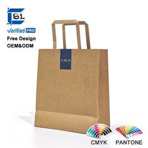 Eco-Friendly Biodegradable Durable Kraft Paper Bags with Custom Logo and Silk Screen Printing Paper Bag for Coffee Shops - Product Image 1