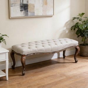 Banco Tapizado Moderno <span class=keywords><strong>de</strong></span> Estilo Europeo con Botones, Taburete Largo <span class=keywords><strong>para</strong></span> Dormitorio, Sala <span class=keywords><strong>de</strong></span> Estar, Hotel, Decoración <span class=keywords><strong>de</strong></span> Hogar <span class=keywords><strong>de</strong></span> Estilo Antiguo - Product Image 2