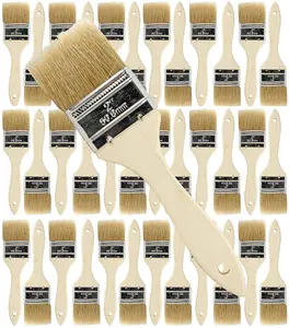 गर्म बिक्री प्राकृतिक सफेद ब्रिस्टल चिप ब्रश कला कारीगर प्राकृतिक लकड़ी के हैंडल तेल पेंट ब्रश सेट