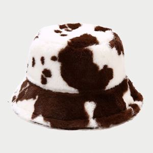 Wholesale New Hot Sale Dairy Cow Fur <b>Hats</b> Warm Soft Outdoor Fisherman Cap Winter Leopard Print Plush Furry Bucket <b>Hat</b> - Product Image 4