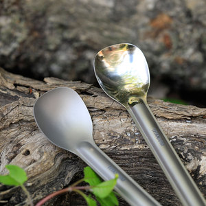 Chinese Products Long Handle Spoon Pure Titanium Spoon with Polished Scoop 220mm Ultralight Titanium Camping Tableware Set - Product Image 3
