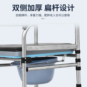 Chaise de toilette pliable pour personnes âgées, tabouret de toilette portable avec seau et coussin, usage hospitalier - Product Image 3