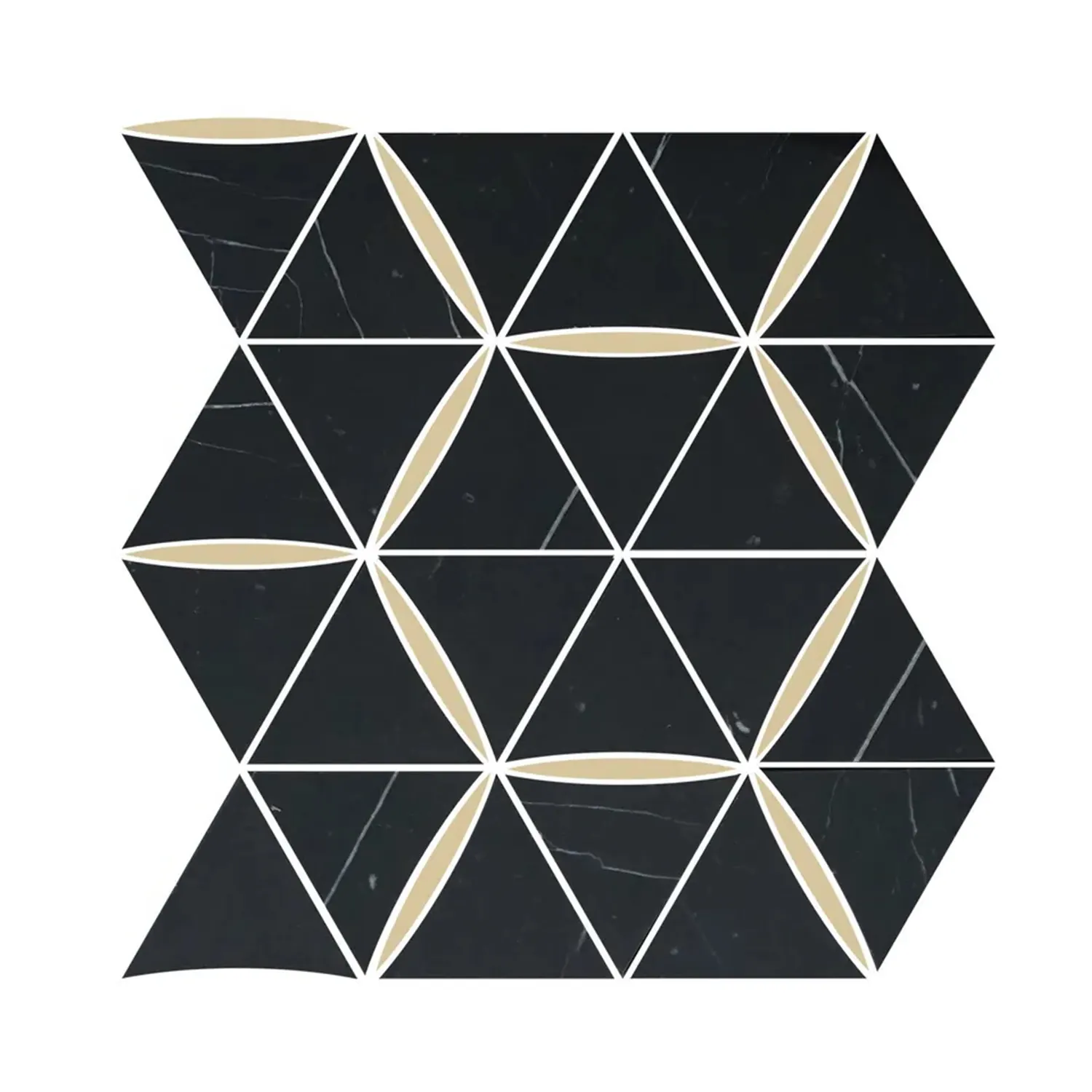 Azulejo moderno de mármol blanco y negro Nero Marquina mosaico de mármol Waterjet con azulejo de pared con incrustaciones de latón