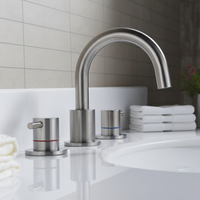 Robinet de salle de bain moderne à double poignée, finition nickel brossé, en laiton, col de cygne haut, pivotant à 360°, 3 trous, montage sur comptoir