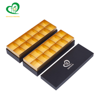 Boîte cadeau portable en carton avec plateau intérieur décoratif doré personnalisé, logo estampé à chaud, pour bonbons, chocolats