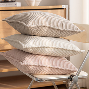 Housse de coussin carrée en velours côtelé couleur unie Homey, lavable, en polyester et coton, pour décoration de salon - Product Image 3