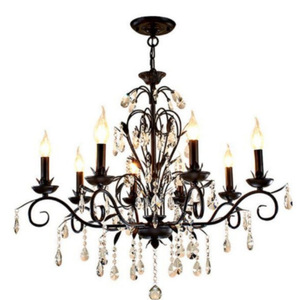 Lustre en cristal noir rétro pour dropshipping Shopify, style européen du milieu du siècle, lampe suspendue multi-têtes pour salon et chambre à coucher - Product Image 1