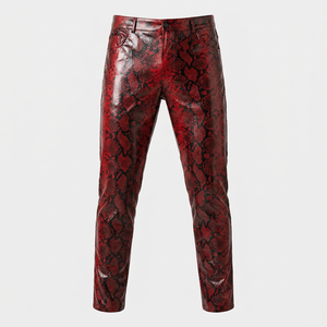Pantalon en cuir imprimé serpent pour femmes grandes tailles, coupe large, longueur intégrale, tenue de scène, personnalisable OEM - Product Image 1